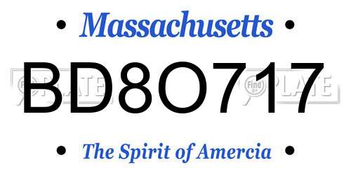 BD8O717 Massachusetts License Plate