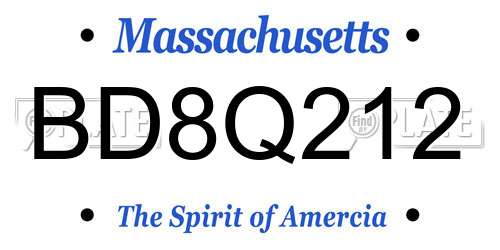 BD8Q212 Massachusetts License Plate