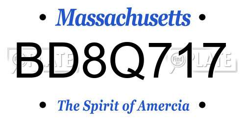 BD8Q717 Massachusetts License Plate