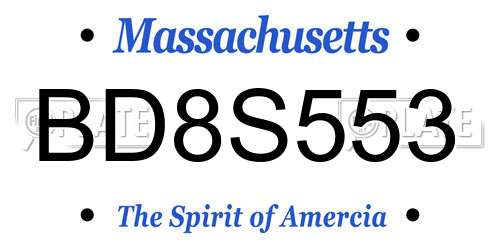 BD8S553 Massachusetts License Plate