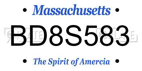 BD8S583 Massachusetts License Plate