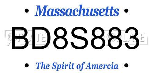 BD8S883 Massachusetts License Plate