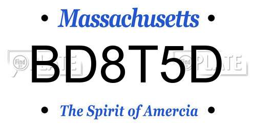 BD8T5D Massachusetts License Plate