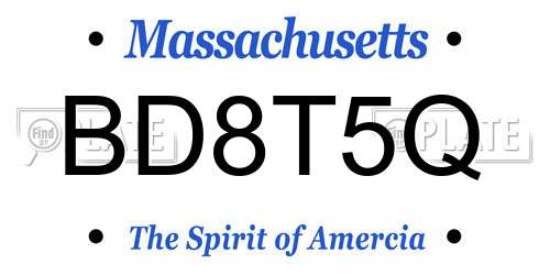BD8T5Q Massachusetts License Plate