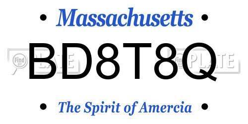 BD8T8Q Massachusetts License Plate