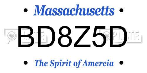 BD8Z5D Massachusetts License Plate