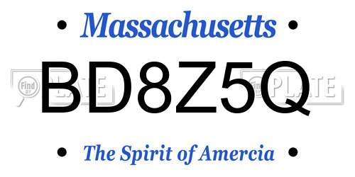 BD8Z5Q Massachusetts License Plate