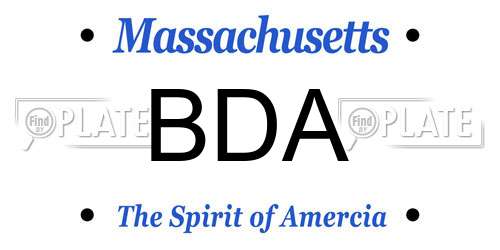 BDA Massachusetts License Plate