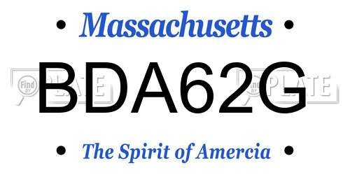 BDA62G Massachusetts License Plate