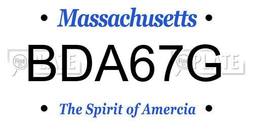 BDA67G Massachusetts License Plate