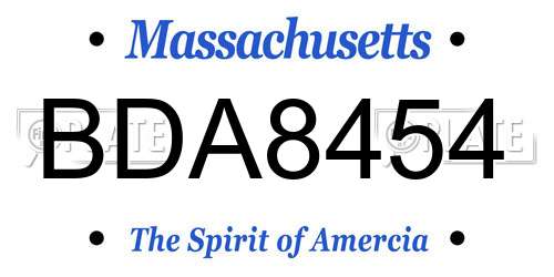 BDA8454 Massachusetts License Plate