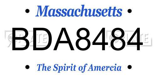 BDA8484 Massachusetts License Plate