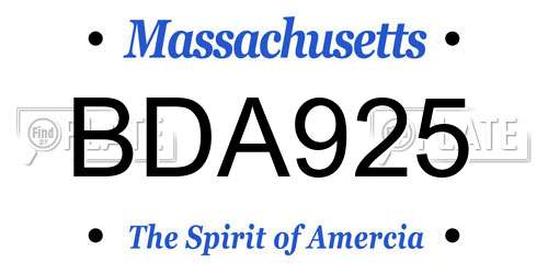 BDA925 Massachusetts License Plate