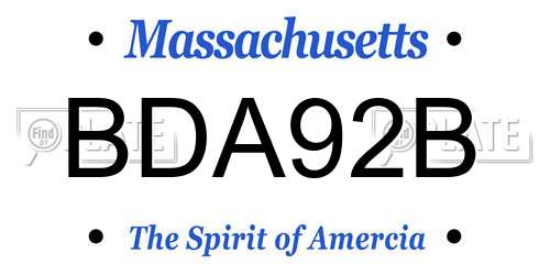 BDA92B Massachusetts License Plate