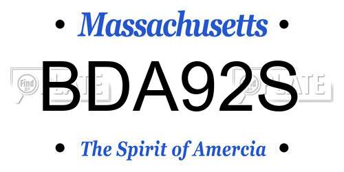 BDA92S Massachusetts License Plate