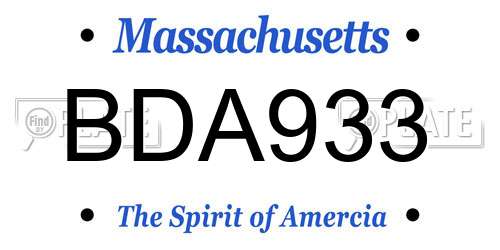 BDA933 Massachusetts License Plate