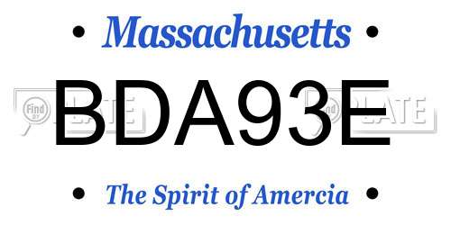 BDA93E Massachusetts License Plate