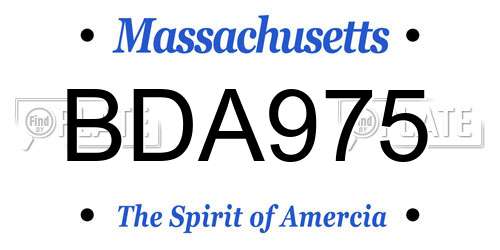 BDA975 Massachusetts License Plate