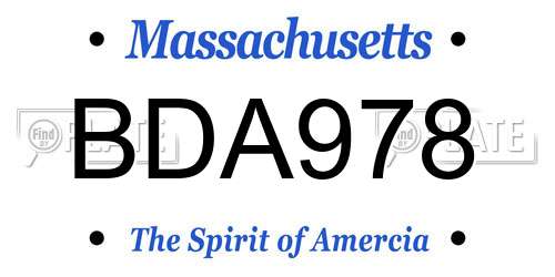 BDA978 Massachusetts License Plate
