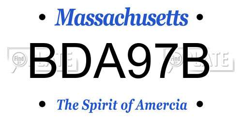 BDA97B Massachusetts License Plate