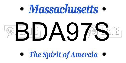 BDA97S Massachusetts License Plate