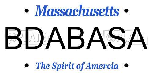 BDABASA Massachusetts License Plate