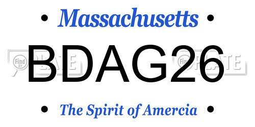 BDAG26 Massachusetts License Plate