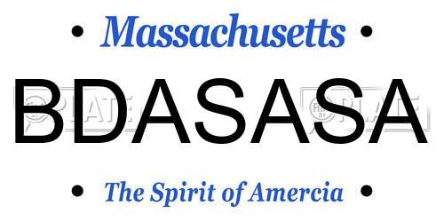 BDASASA Massachusetts License Plate