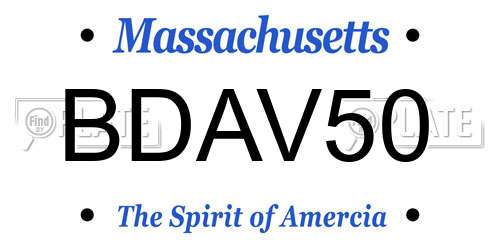 BDAV50 Massachusetts License Plate
