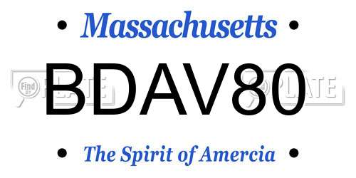 BDAV80 Massachusetts License Plate