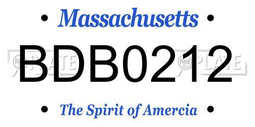 BDB0212 Massachusetts License Plate