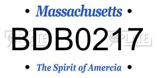 BDB0217 Massachusetts License Plate