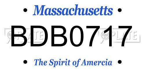 BDB0717 Massachusetts License Plate