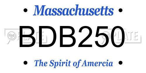 BDB250 Massachusetts License Plate