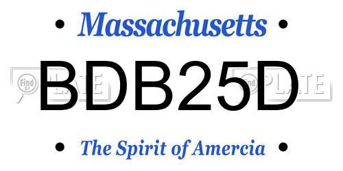 BDB25D Massachusetts License Plate