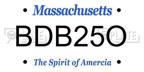 BDB25O Massachusetts License Plate