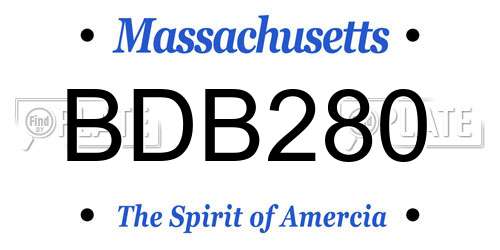 BDB280 Massachusetts License Plate