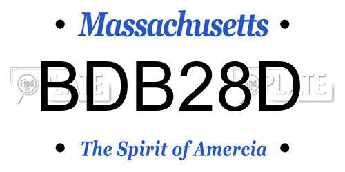 BDB28D Massachusetts License Plate