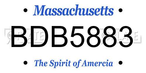 BDB5883 Massachusetts License Plate