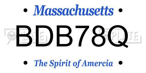 BDB78Q Massachusetts License Plate