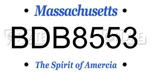 BDB8553 Massachusetts License Plate