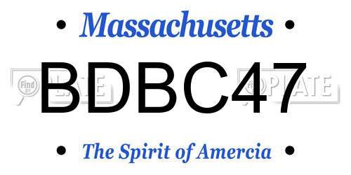 BDBC47 Massachusetts License Plate