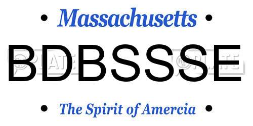BDBSSSE Massachusetts License Plate