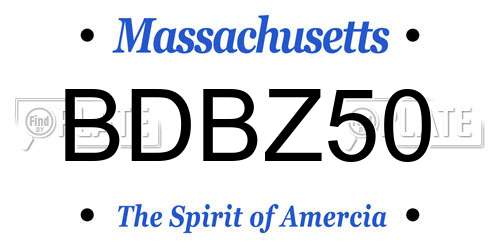 BDBZ50 Massachusetts License Plate