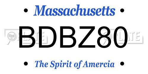 BDBZ80 Massachusetts License Plate