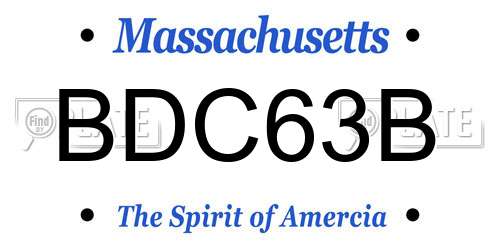 BDC63B Massachusetts License Plate
