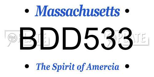 BDD533 Massachusetts License Plate