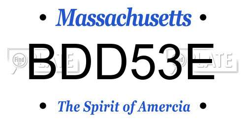 BDD53E Massachusetts License Plate