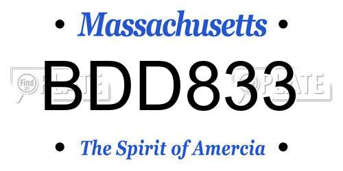 BDD833 Massachusetts License Plate