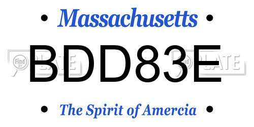 BDD83E Massachusetts License Plate